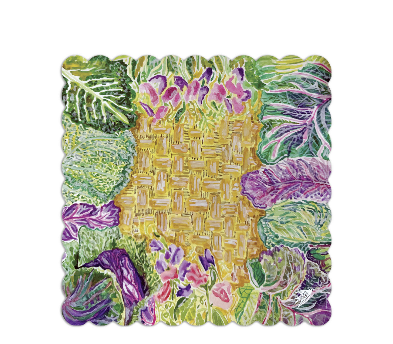 Cabbage Blossoms Mahjong Mat (Neoprene and Leather)