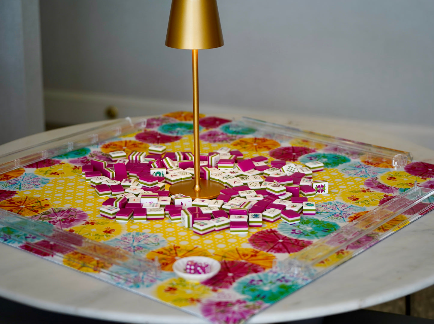 A festive Mahjong Mat featuring colorful drink umbrellas