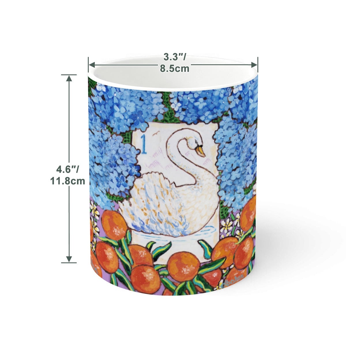 A Mahjong Themed Bird Bam Swan Tile mug from Trail East Studio
