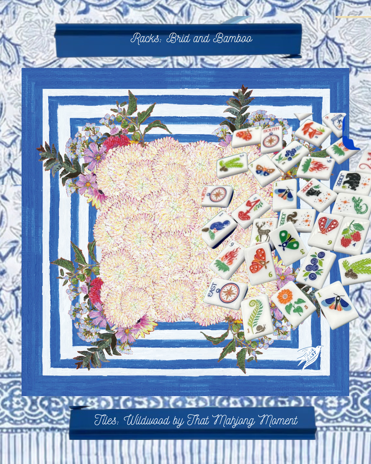 Original Painting Homecoming Bouquet Mahjong Mat (Neoprene and Leather Look)