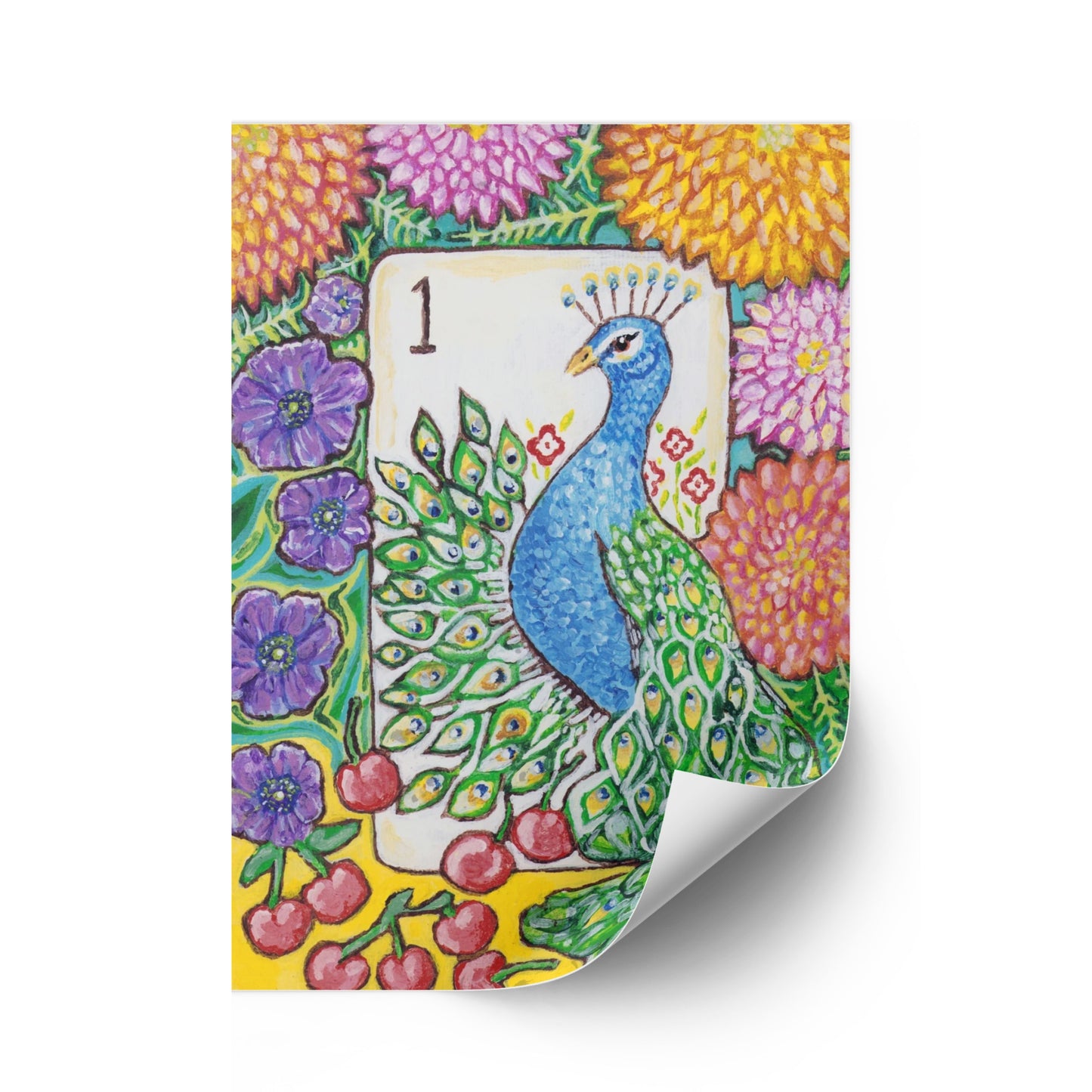 Bird Bam III The Peacock Archival Art Print for Mahjong Game Room