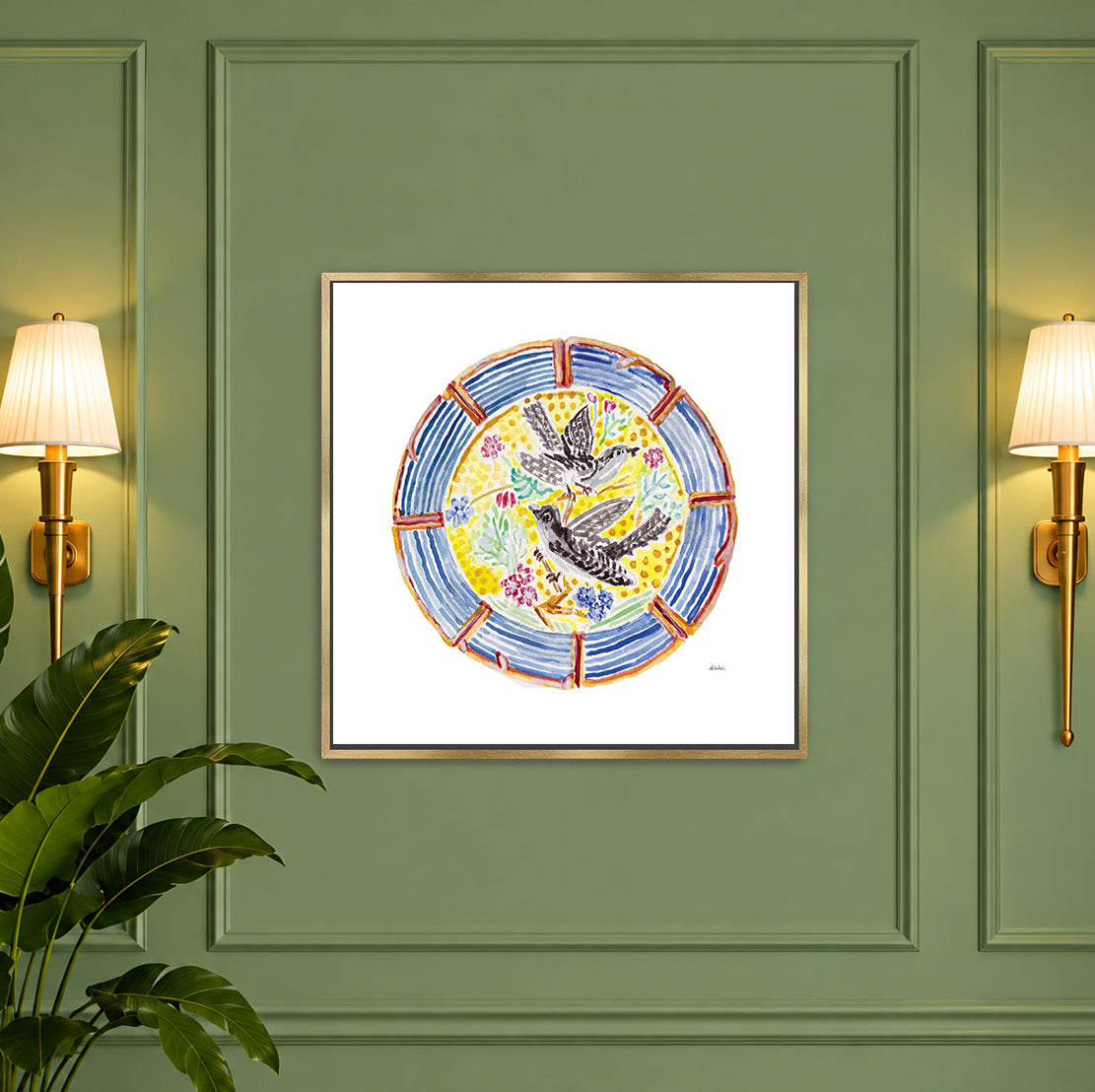 Pretty Plates Series Stretched Framed Canvas Art Print