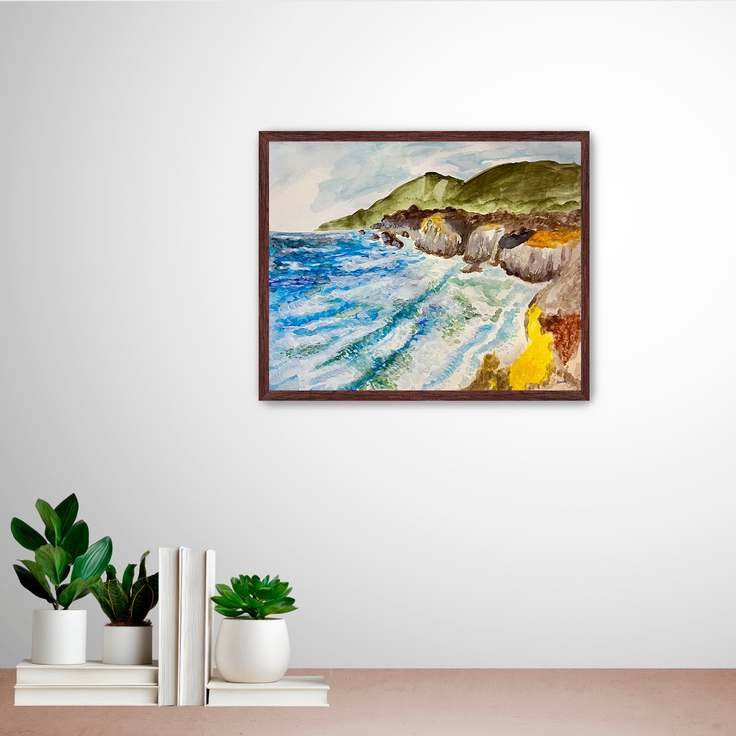 A colorful painting of the Big Sur coastline in California.