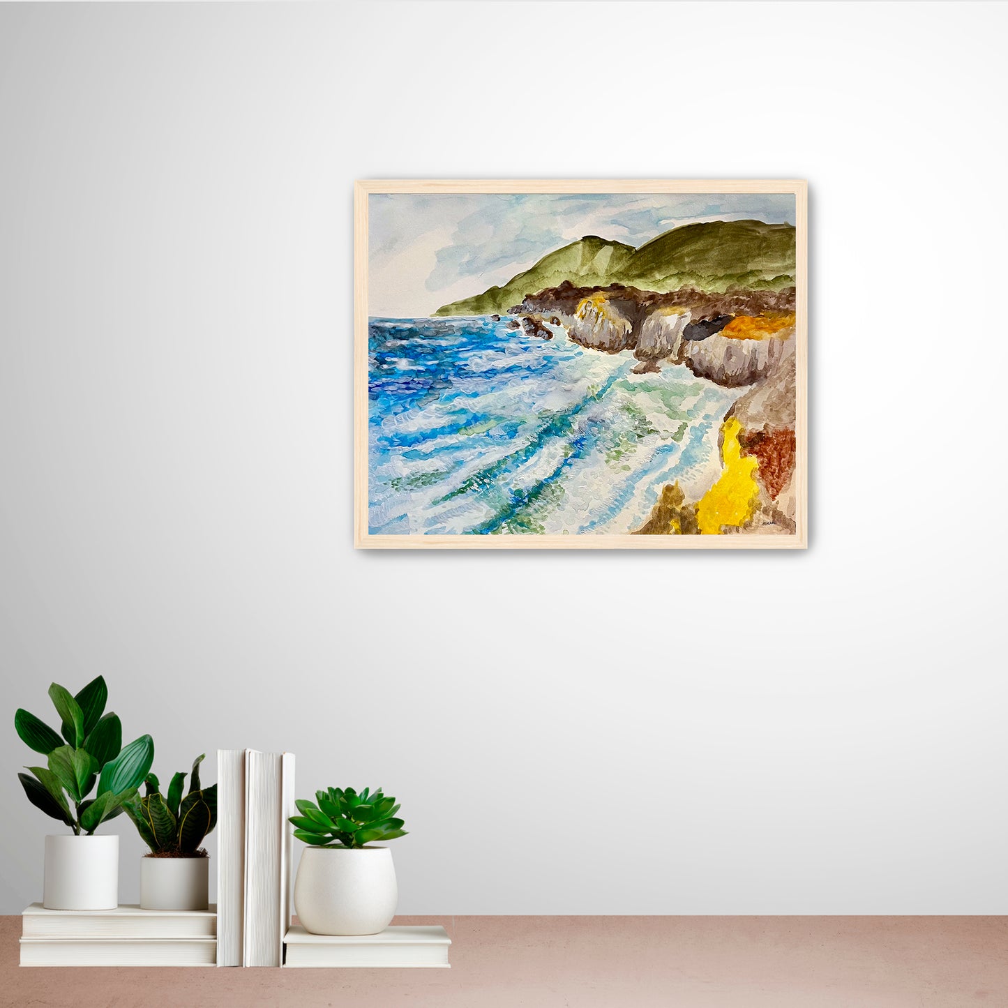 A colorful painting of the Big Sur coastline in California.