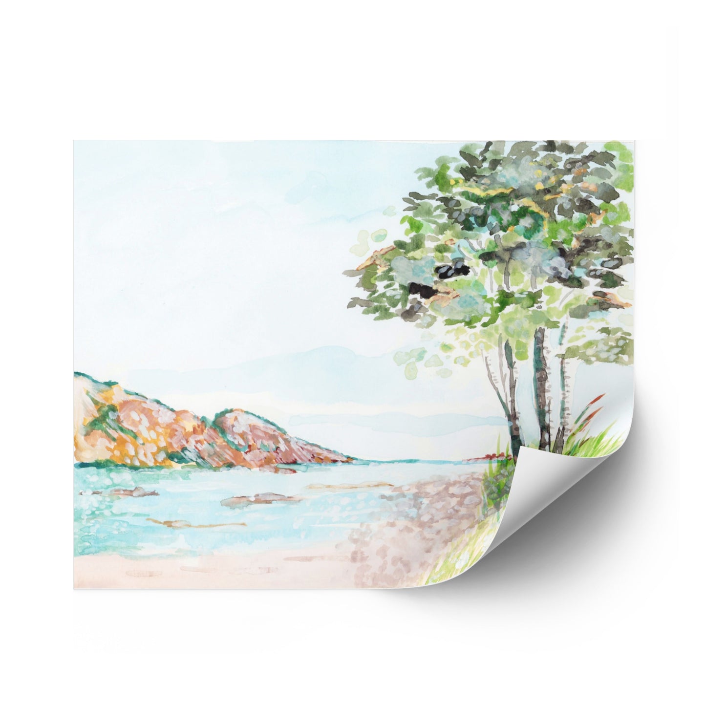 A painting that shows a stretch of beach on Lake Superior along the Porcupine Mountains in Michigan’s Upper Peninsula.