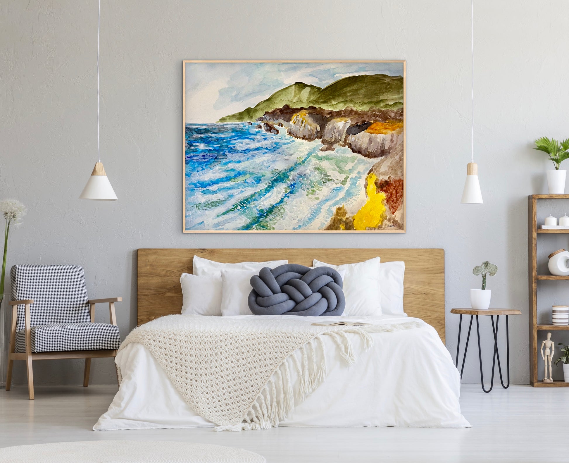 A colorful painting of the Big Sur coastline in California.