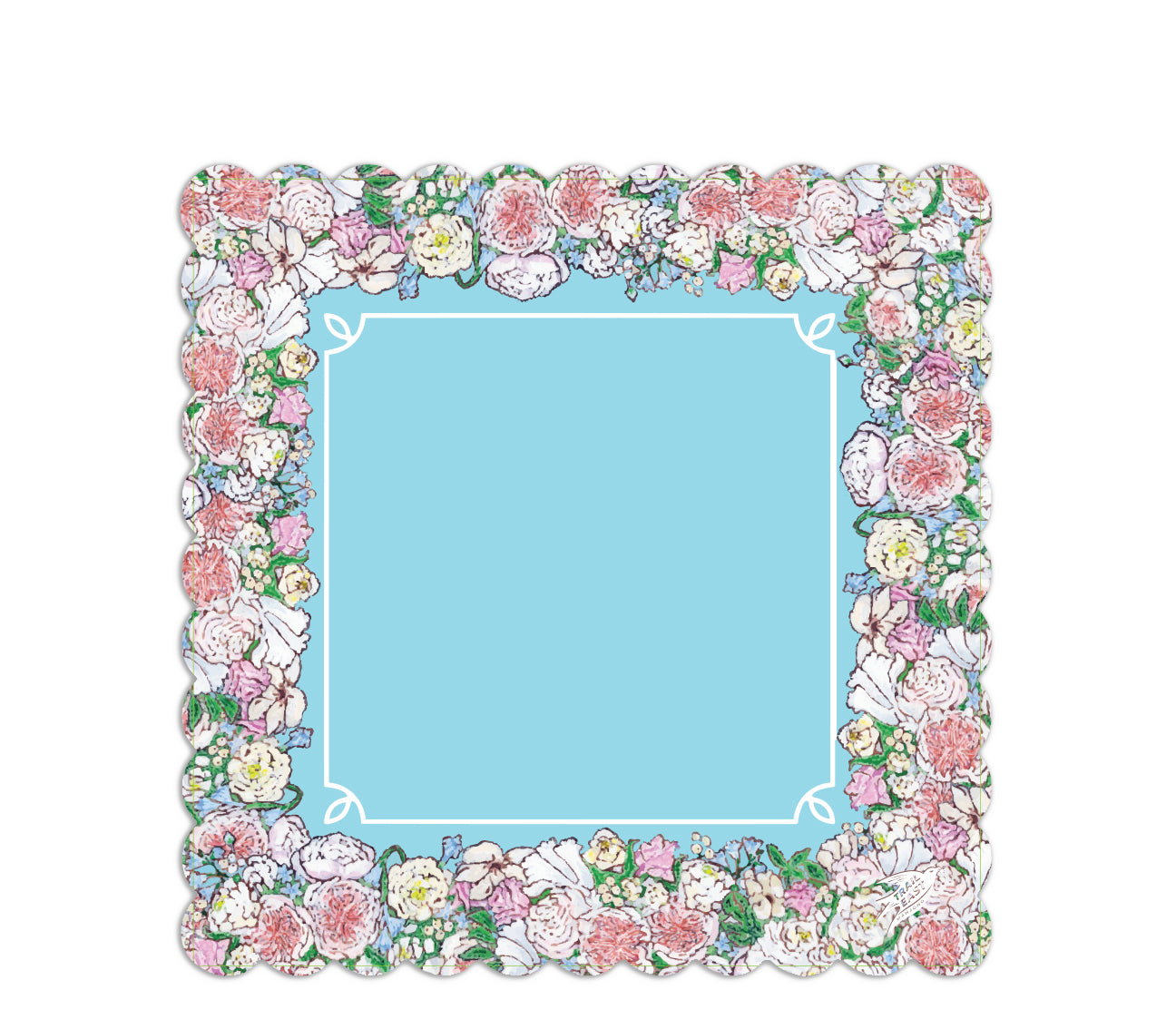 A beautiful mahjong mat featuring an original painting of Juliet roses and peonies by Trail East Studio and Ada Michigan