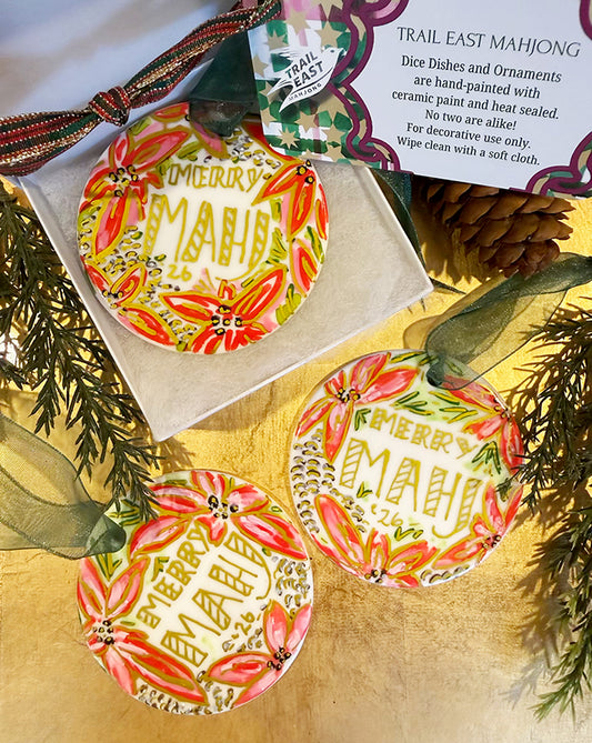 Hand painted Mahjong Ornament by Trail East Studio in Ada Michigan-the perfect hostess gift!
